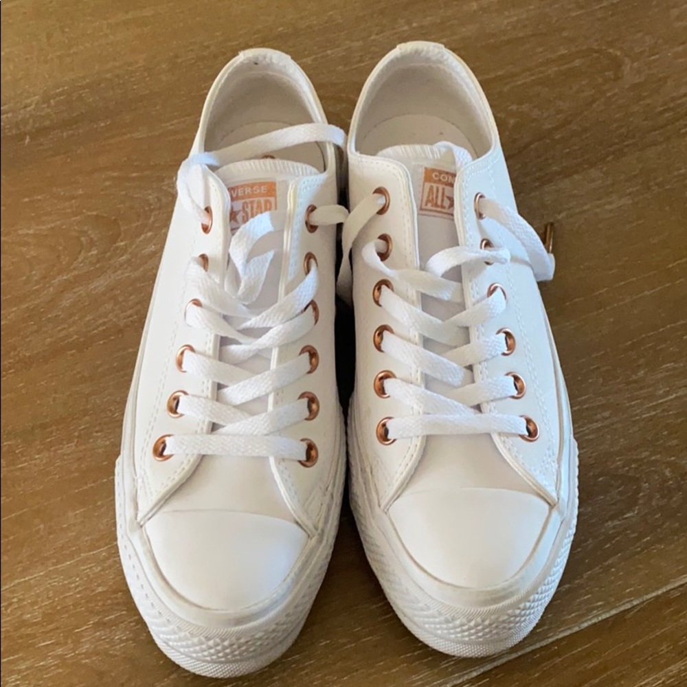 Converse platform sneakers white and rose gold